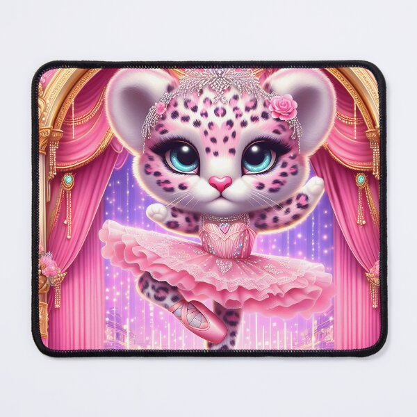 Item preview, Pink Plush Leopard Ballerina – Jewel Tutu Dance on Golden Stage designed and sold by EmeraldeaArt.