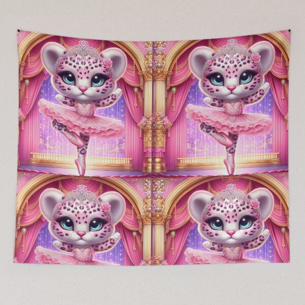 Item preview, Pink Plush Leopard Ballerina – Jewel Tutu Dance on Golden Stage designed and sold by EmeraldeaArt.