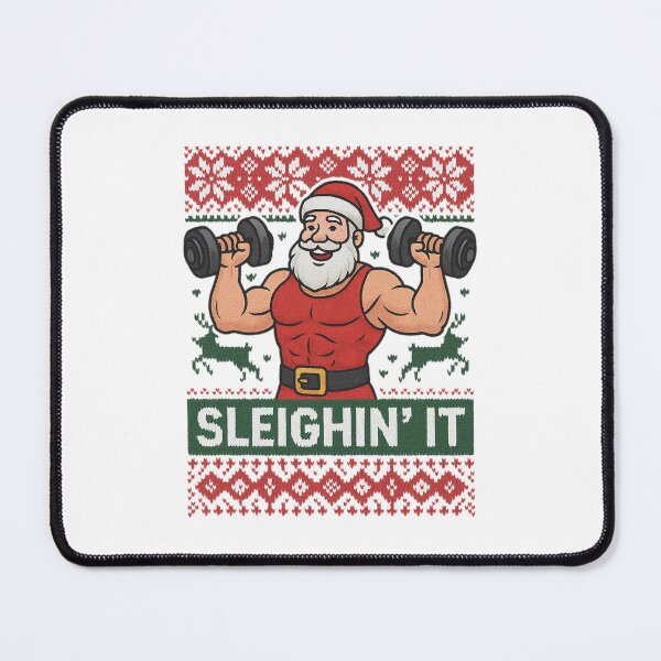 Item preview, Ugly-Sweater Gym Santa – Sleighin’ It | Funny Muscular Christmas Design designed and sold by B-M-Store.