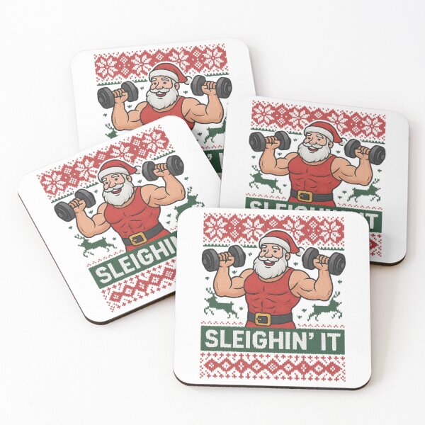 Item preview, Ugly-Sweater Gym Santa – Sleighin’ It | Funny Muscular Christmas Design designed and sold by B-M-Store.