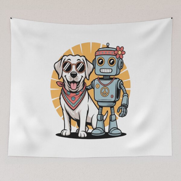 Item preview, Labrador Retriever with Hippie Robot Illustration designed and sold by Petpixy.