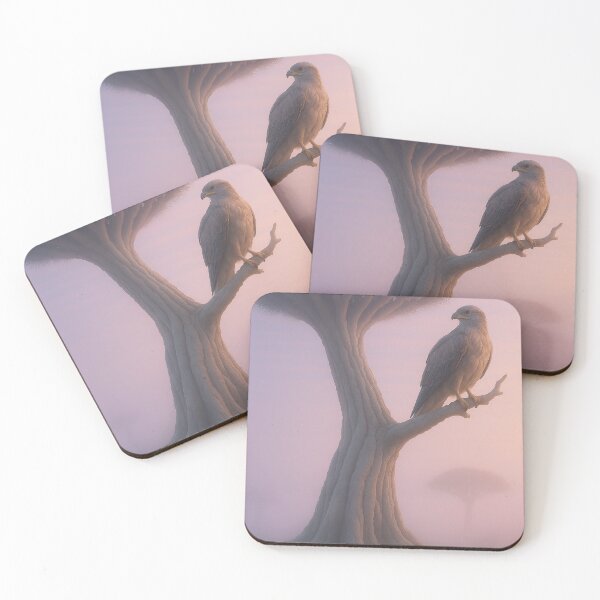 Item preview, Buzzard on branch with dragon tree in mystical morning mist designed and sold by BreakingWorse.