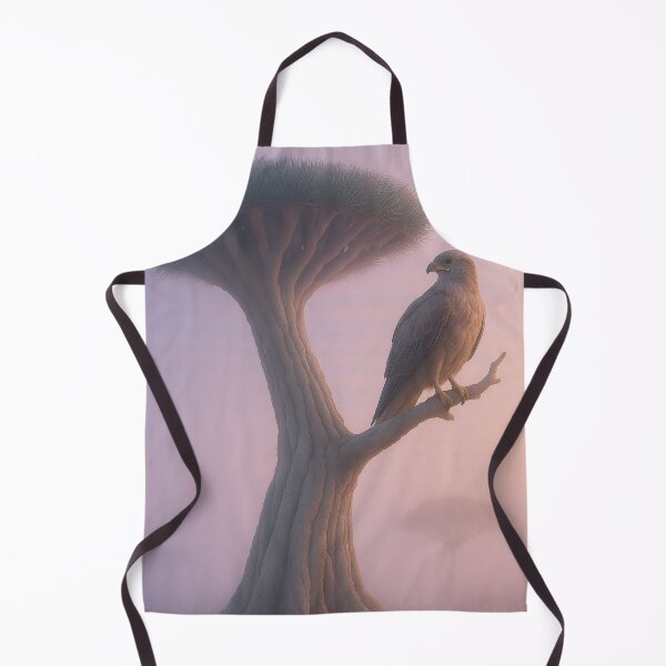 Item preview, Buzzard on branch with dragon tree in mystical morning mist designed and sold by BreakingWorse.