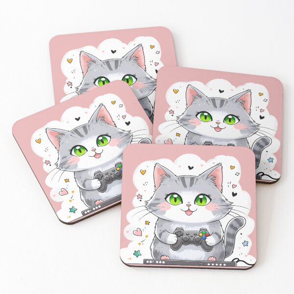 Item preview, Kawaii Gamer Cat with Controller-2 designed and sold by SamartkitDesign.