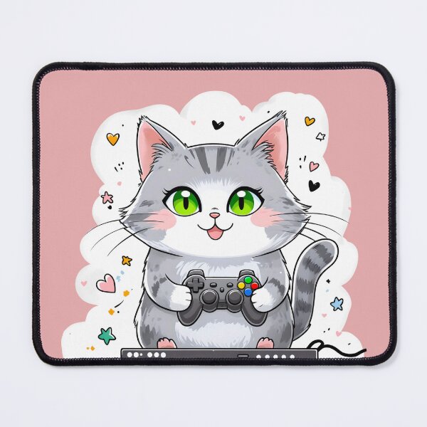 Item preview, Kawaii Gamer Cat with Controller-2 designed and sold by SamartkitDesign.