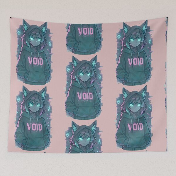 Item preview, Cyberpunk Catgirl Void - Neon Aesthetic Nekomimi Design designed and sold by TodHunt.