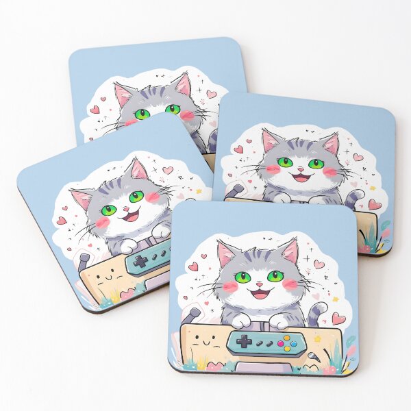 Item preview, Kawaii Gamer Cat with Controller-1 designed and sold by SamartkitDesign.