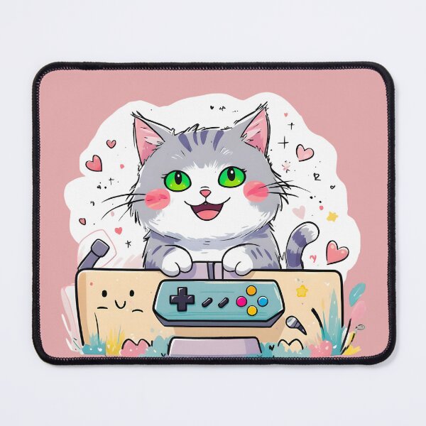 Item preview, Kawaii Gamer Cat with Controller-1 designed and sold by SamartkitDesign.