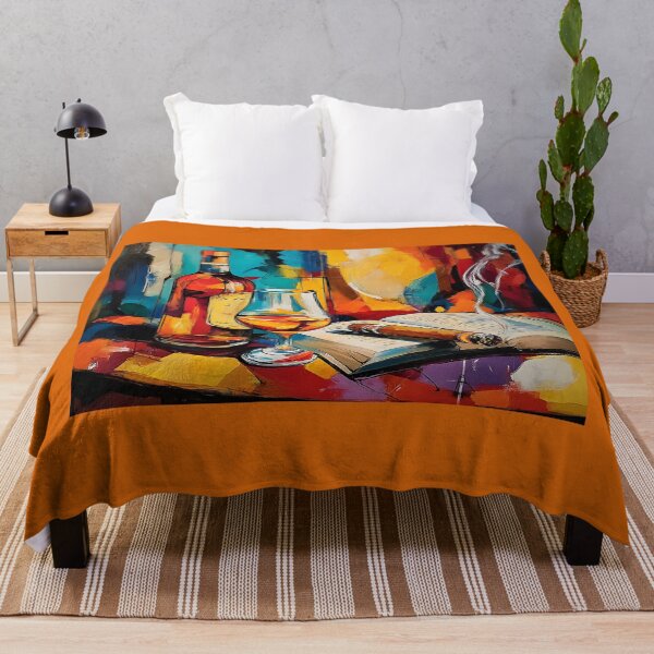 Item preview, Indulge in Reflection - A Vibrant Abstract Celebration of Whiskey, Cigar, Book and Luxurious Leisure designed and sold by OlfactoART Studio.
