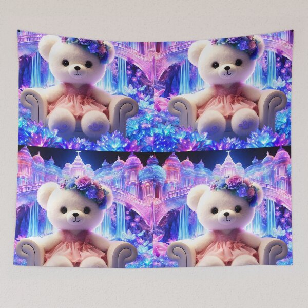 Item preview, Plush White Bear in Crystal Flower Palace designed and sold by EmeraldeaArt.