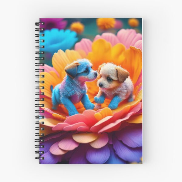 Item preview, Puppies in brightly colored flowers designed and sold by DogInk.