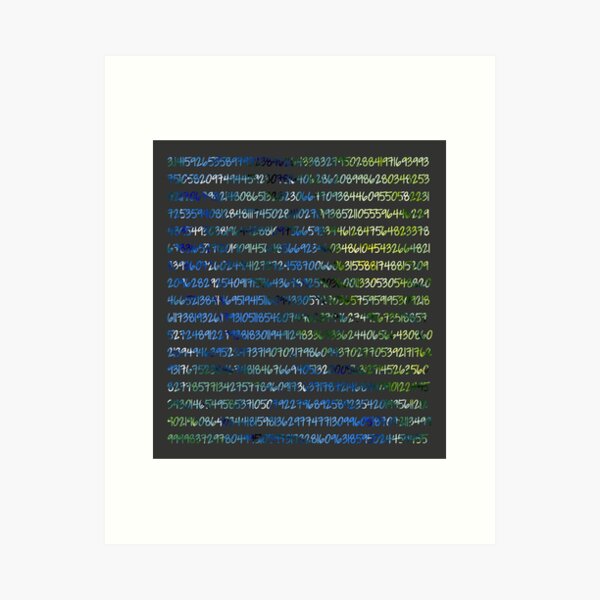 Digits of Pi (Green & Blue on Grey Background) Art Print