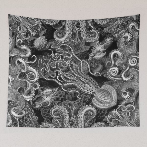 Item preview, Octopus Squid Kraken Art Tentacles Seashell Deep Sea Ocean Creatures Lover (Black & White, Alt) designed and sold by Mechanical Whispers.