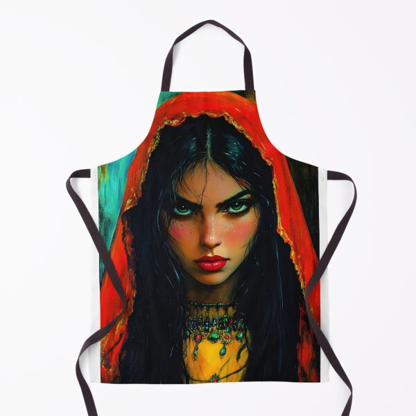 Item preview, Mystical Woman with Green Eyes and Red Veil designed and sold by Artessie.