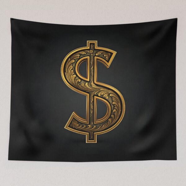 Aperçu de l'œuvre Symbole du dollar doré $ représentant l'argent et la richesse créée et vendue par Warriorgal.
