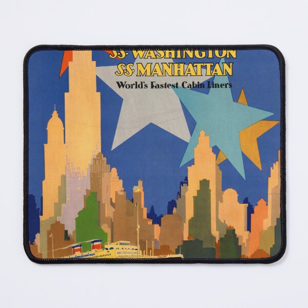 Item preview, Vintage Art Deco Travel Poster | S.S. Washington & Manhattan | United States Lines | 1930s Ocean Liner | Retro Wall Art designed and sold by artofuniverse.