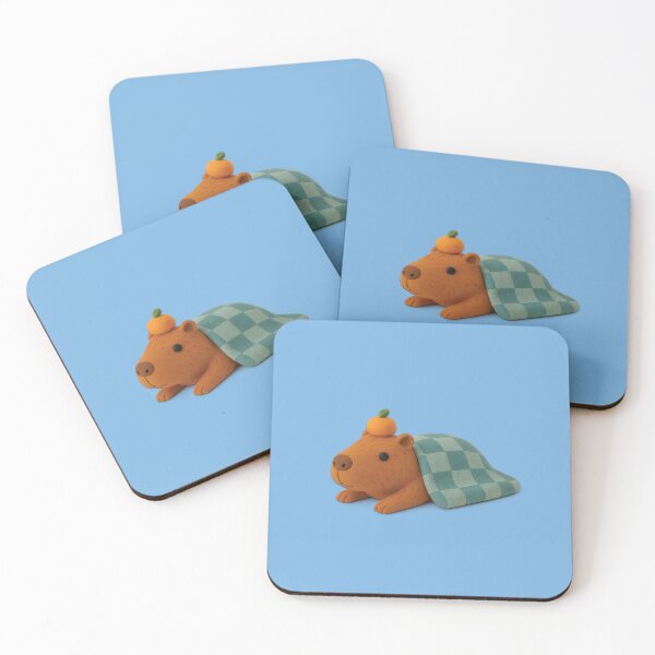 Item preview, Cozy Clay Capybara with Blanket and Orange designed and sold by BOYNICE.