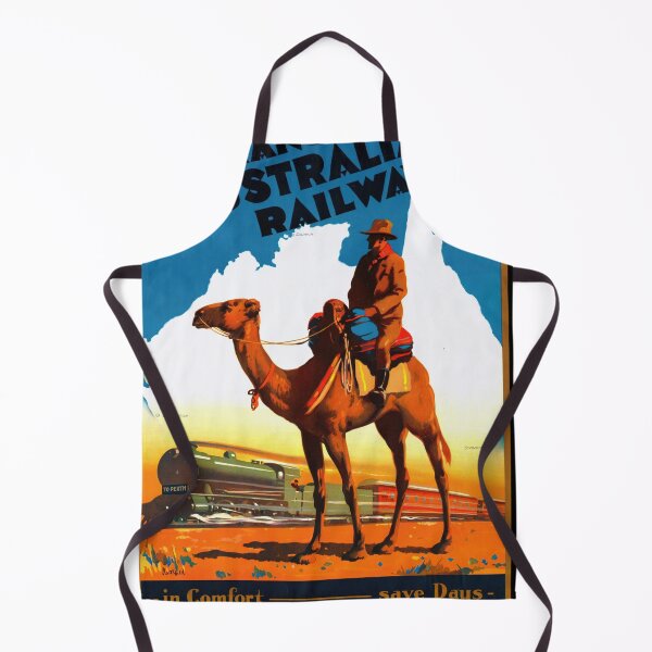 Item preview, Vintage Trans-Australian Railway Poster | Camel & Train | Historic Travel Art | Outback Adventure | Retro Australia Decor | Bold Colors designed and sold by artofuniverse.