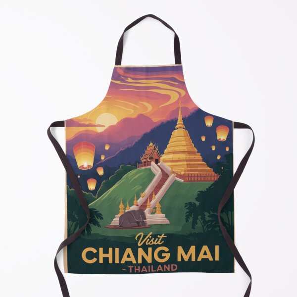 Item preview, Chiang Mai Retro Travel Poster – Wat Phra That Doi Suthep, Thailand Wall Art designed and sold by Timeless Design.