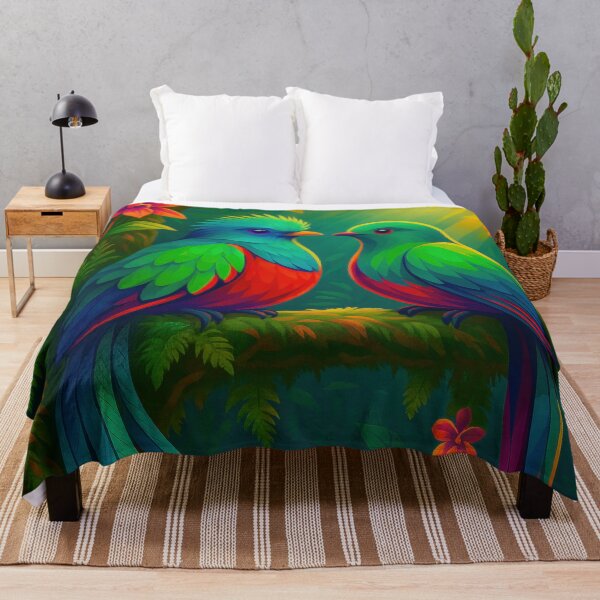 Item preview, Bright Quetzal lovebirds in the rainforest designed and sold by BreakingWorse.