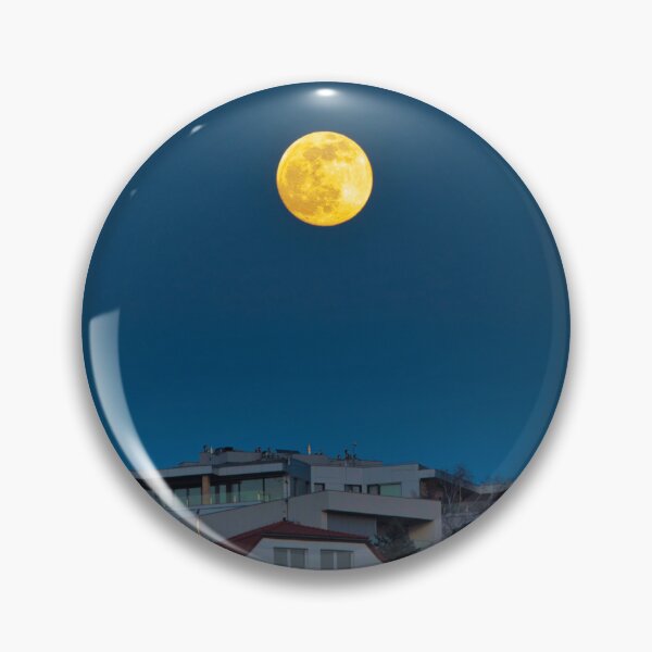 Item preview, Golden Full Moon Over Bratislava – Night Sky Cityscape designed and sold by RastislavS.