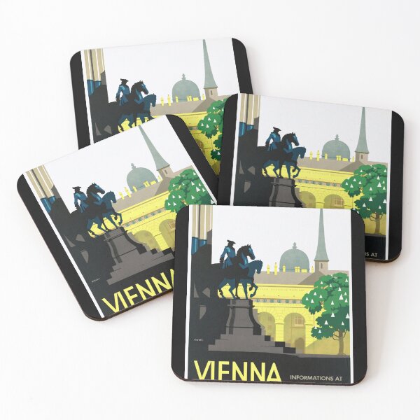 Item preview, Vintage Vienna Travel Poster | Art Deco Equestrian Statue | Mid-20th Century Wall Art | Historical & Cultural European Decor designed and sold by artofuniverse.