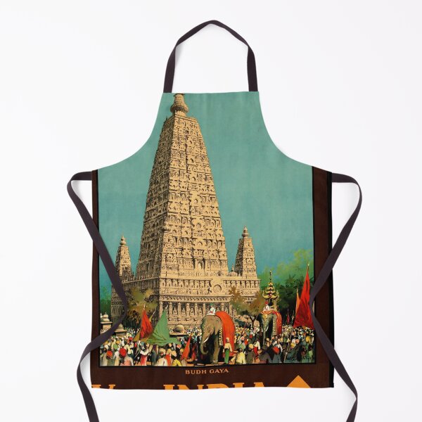 Item preview, Vintage Indian Railways Poster | Mahabodhi Temple Bodh Gaya | Colorful Travel Art Print | Historic Buddhist Pilgrimage Decor designed and sold by artofuniverse.