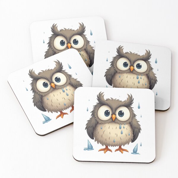 Item preview, “Shocked Wet Owl – Feather Puff Edition” designed and sold by Bareradesigns.