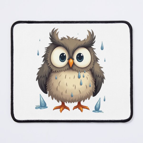 Item preview, “Shocked Wet Owl – Feather Puff Edition” designed and sold by Bareradesigns.