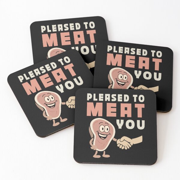 Item preview, Pleased to Meat You – Funny Food Pun Cartoon Design designed and sold by DG-ShopLT.