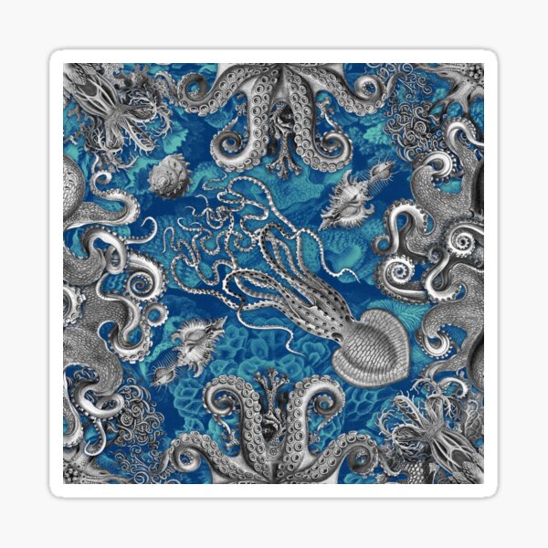 The Kraken (Blue, Square, Alt) Sticker