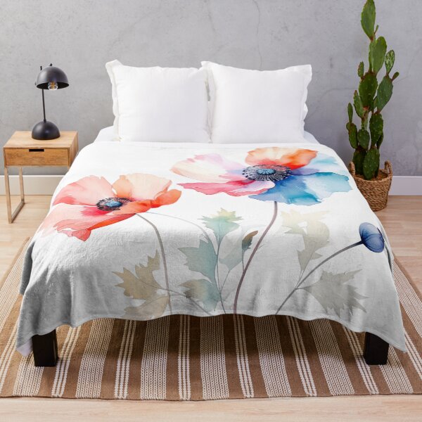 Item preview, Watercolor poppy flowers delicate pastel colors designed and sold by LiskoDesign.