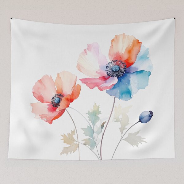 Item preview, Watercolor poppy flowers delicate pastel colors designed and sold by LiskoDesign.