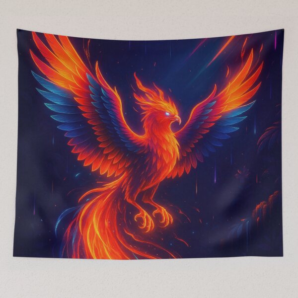 Item preview, Cyberpunk Phoenix: Fiery neon rise in the night sky designed and sold by BreakingWorse.