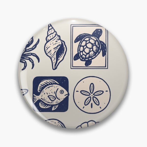 Item preview, Navy Blue Ocean Creatures Illustration Set - Marine Life Art designed and sold by Piralez.