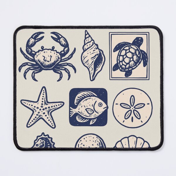 Item preview, Navy Blue Ocean Creatures Illustration Set - Marine Life Art designed and sold by Piralez.
