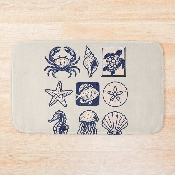 Item preview, Navy Blue Ocean Creatures Illustration Set - Marine Life Art designed and sold by Piralez.