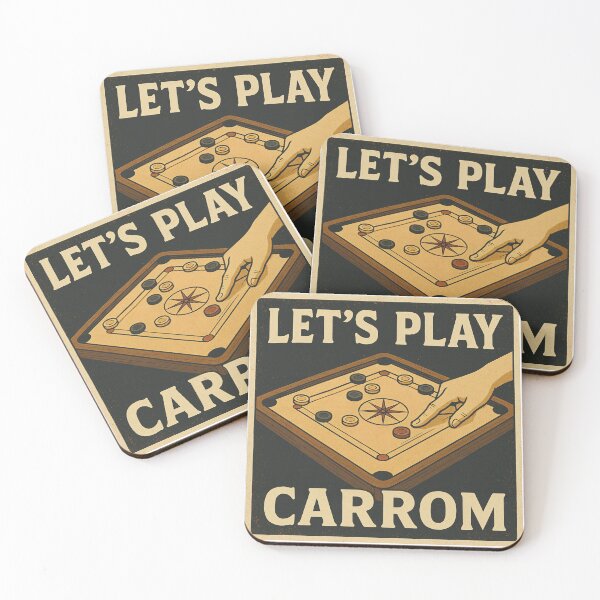 Item preview, Let’s Play Carrom – Vintage Board Game Poster Design (1) designed and sold by InkoraLab.