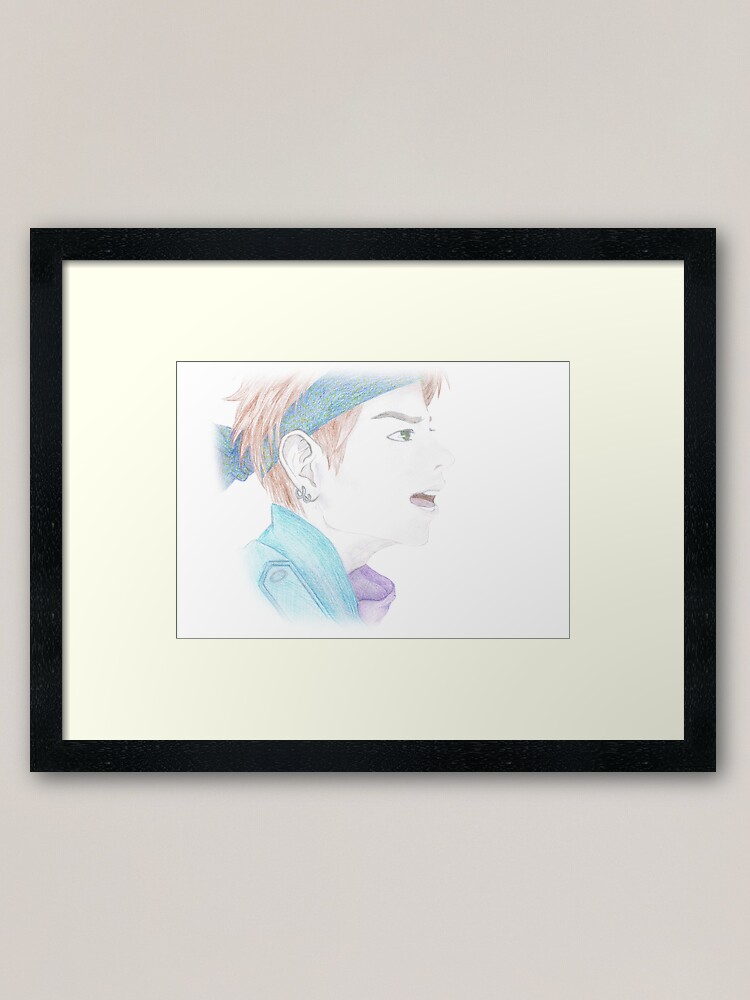 Bts V Taehyung Fanart From Not Today Mv For Other Colours Framed Art Print By Marivijard Redbubble