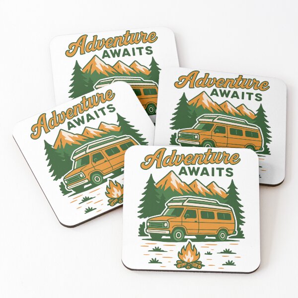 Item preview, Adventure Awaits Camping Funny Camper Van designed and sold by LuminOrb.