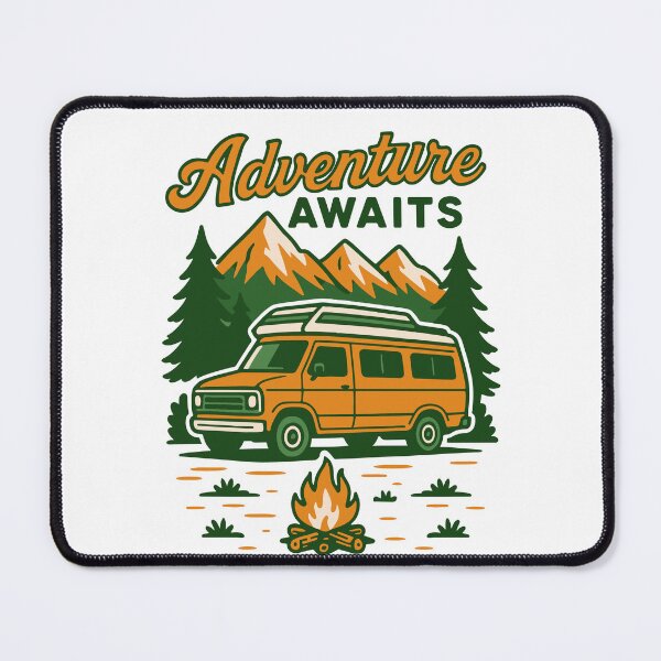 Item preview, Adventure Awaits Camping Funny Camper Van designed and sold by LuminOrb.