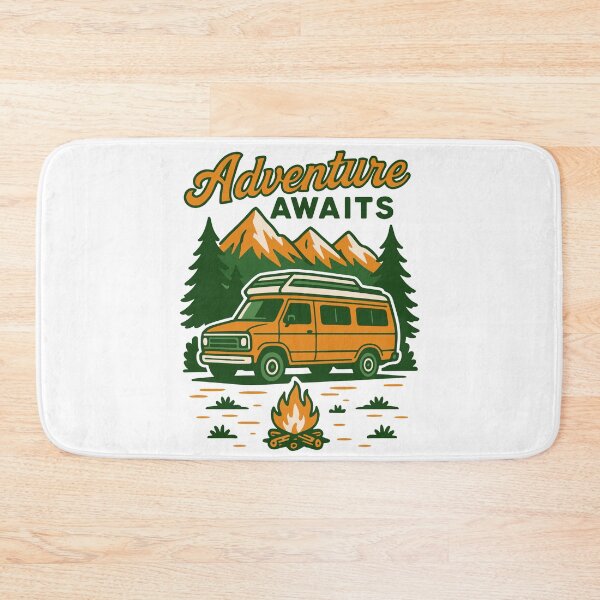 Item preview, Adventure Awaits Camping Funny Camper Van designed and sold by LuminOrb.