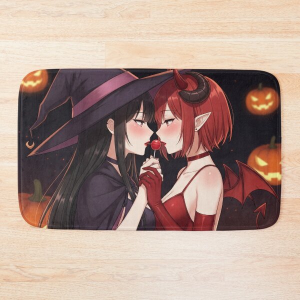 Item preview, Yuri Halloween Couple – Witch & Devil Waifus Sharing Lollipop designed and sold by GerwantSHOP.