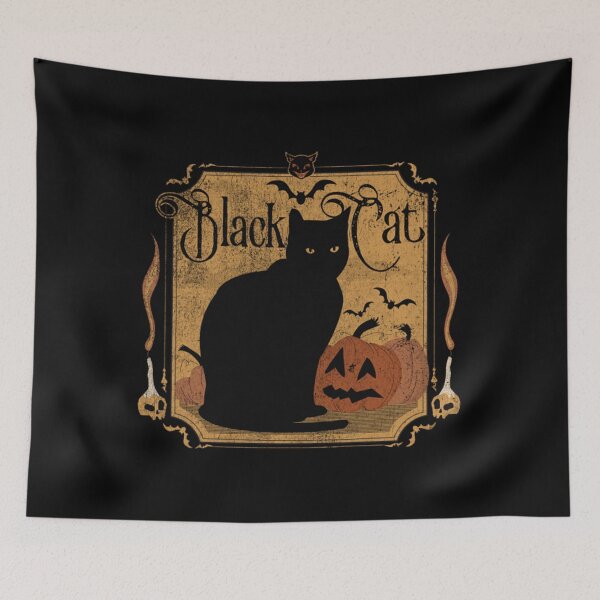 Item preview, Vintage Black Cat and Pumpkins designed and sold by danieaj.