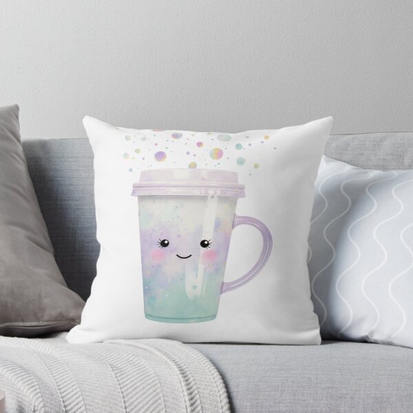 Item preview, Cute pastel cup with a smiling face and colorful bubbles floating above it designed and sold by SpaceartLilu.