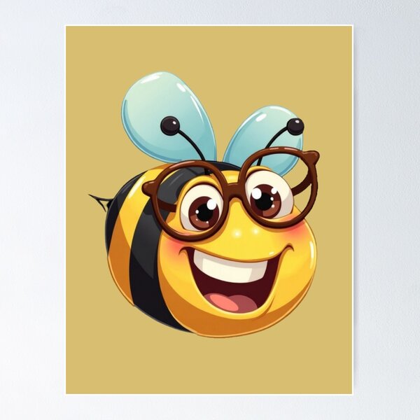 Item preview, Cute Smart Bee with Glasses - Funny Kawaii Cartoon Design designed and sold by TheRamesCo.