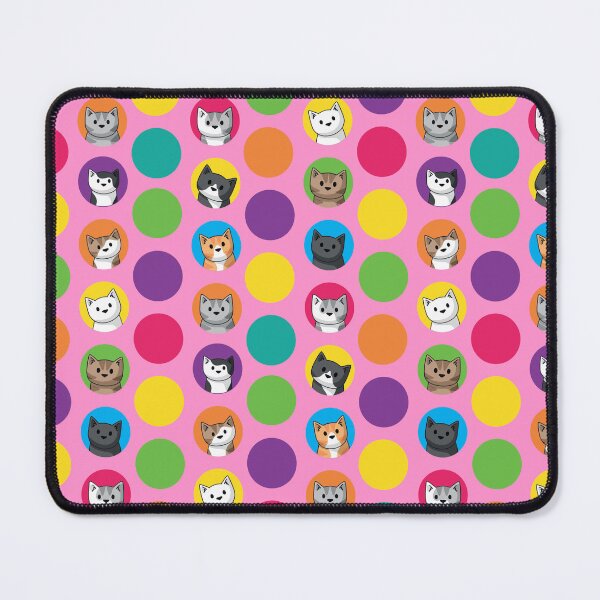 Item preview, colourful circle cats on Pink designed and sold by doodlecats.