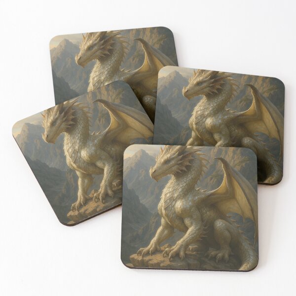 Item preview, Golden dragon over the mountain peaks designed and sold by BreakingWorse.