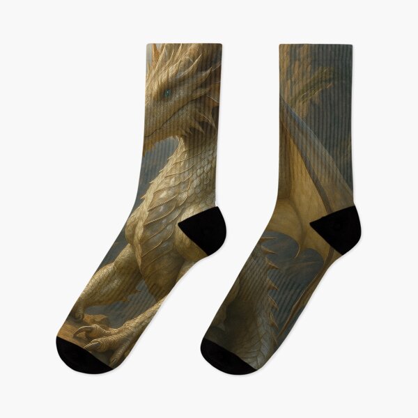 Item preview, Golden dragon over the mountain peaks designed and sold by BreakingWorse.