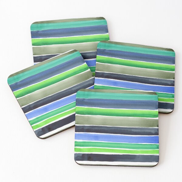 Item preview, Blue Green Teal Gray Watercolor Lines  designed and sold by Irina Sztukowski.